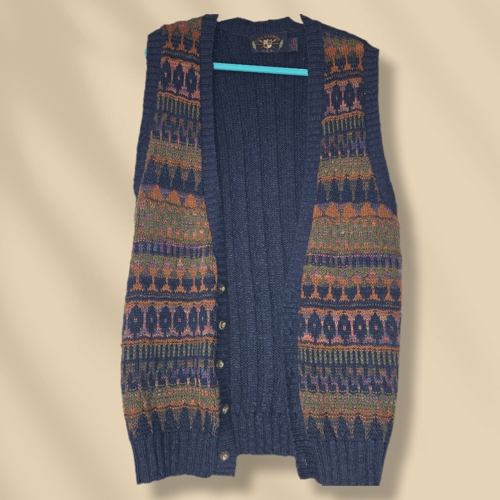 Vintage LAKE HARMONY USA Chunky Sweater Vest Size Large‎ 90’S GRANDPAcore
